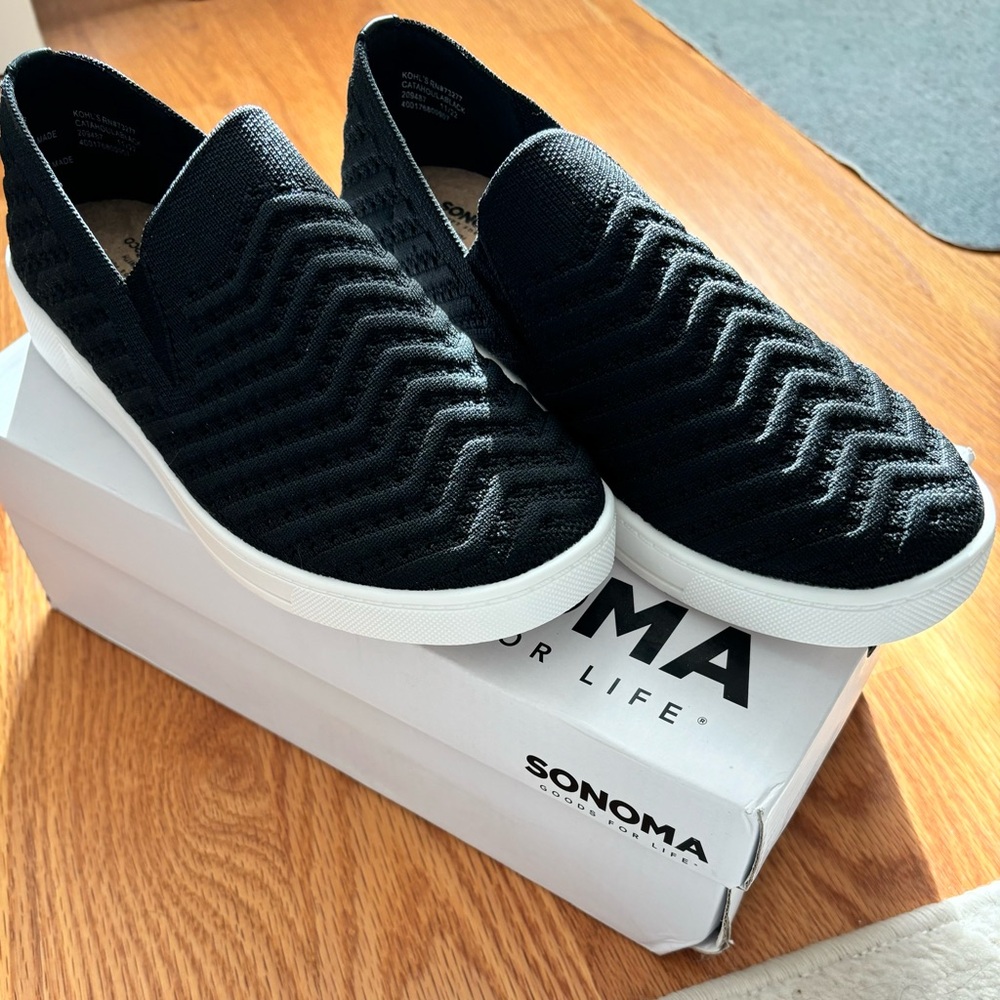 Sonoma black slip on shoes. New in original box. Size 6.5
